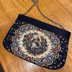 VTG Walborg Silk Embroidered Black Clutch